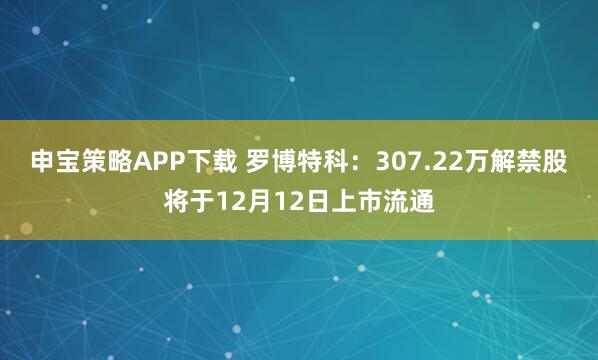 申宝策略APP下载 罗博特科：307.22万解禁股将于12月12日上市流通